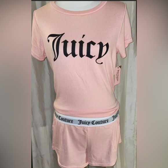 New! Juicy Couture Dreamy Pink/Black Logo PJ/Lounge Short Set Size L👑Final Price - Picture 5 of 15